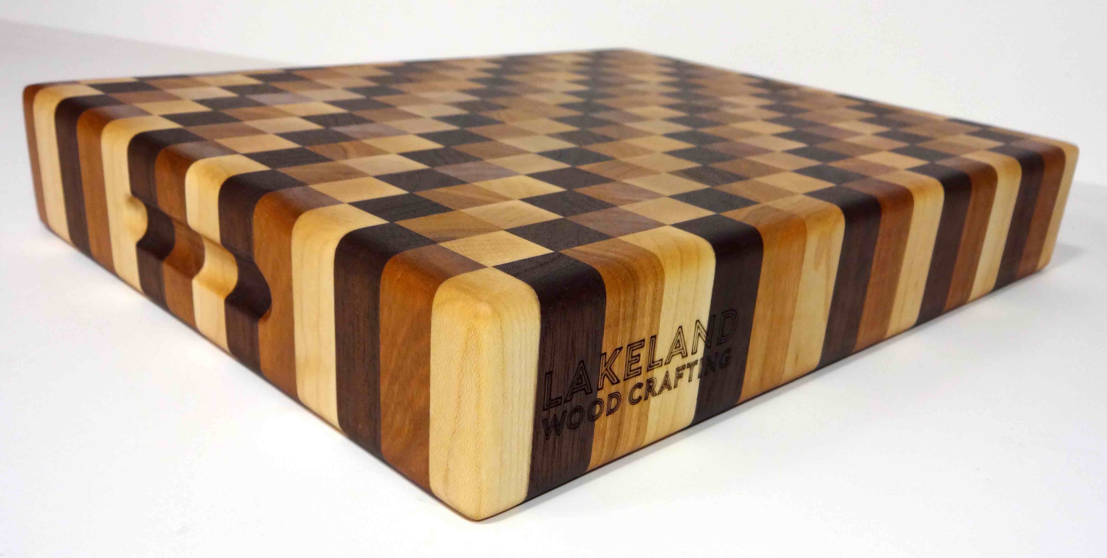 Plaid End Grain Cutting Board - Maple, Walnut and Cherry